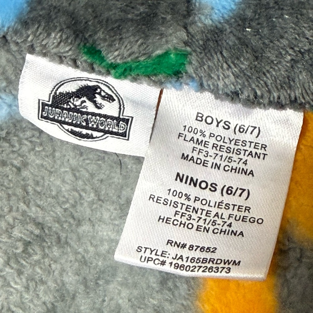 Jurassic World Kids Fleece Robe Dinosaur Print - Boys Size 6/7 - Picture 14 of 14